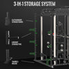 Smith Machine, All-In-One Power Rack Cage with Adjustable Cable Crossover, Vertical Leg Press and Smith Bar with 1500 Lbs Capacity Barbell Combo