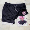 Anime Running Shorts Men Fitness Gym Training 2 in 1 Sports Shorts