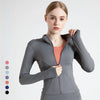 Long Sleeve Sports Jacket Women Zip Fitness Yoga Shirt