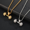 Hip Hop Iced Out Bling Rhinestone Rope Chain Barbell Gym Fitness Dumbbell