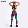 Quickitout Color Feathers 3D Printed Women's Mid-Waist Fitness Trousers