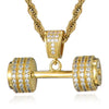 Hip Hop Iced Out Bling Rhinestone Rope Chain Barbell Gym Fitness Dumbbell