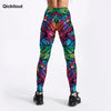 Quickitout Color Feathers 3D Printed Women's Mid-Waist Fitness Trousers