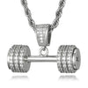 Hip Hop Iced Out Bling Rhinestone Rope Chain Barbell Gym Fitness Dumbbell